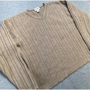 Vintage Y2K J Crew Sweater Adult Large Beige Tan Wool Chunky‎ Knit Ribbed Boxy